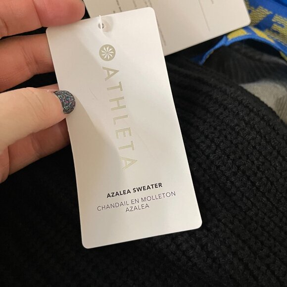 Large - ATHLETA Cashmere Wool Azalea Sweater Oversized Black NEW no tag $249 - Picture 7 of 8